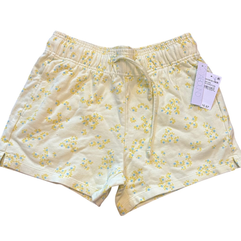 ABOUND XS Yellow Floral Print Drawstring Shorts Lounge Casual Comfy Cute